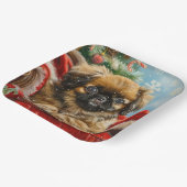 Pekingese Hond Kerstfeest Papieren Bordje (Gebogen)