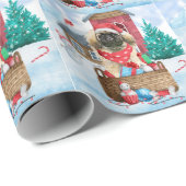 Pekingese hond op sneeuwkerstmis cadeaupapier (Rol Hoek)