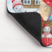 Pekingese hond op sneeuwkerstmis muismat (Hoek)