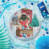 Pekingese hond op sneeuwkerstmis papieren bordje (Feest)