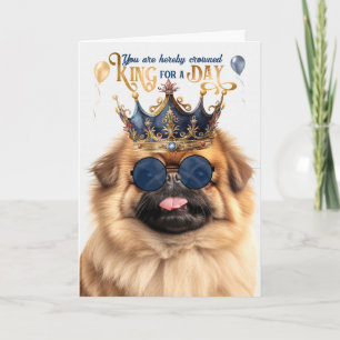 Pekingese Hondenkoning voor een Dag Grappige Verja Kaart
