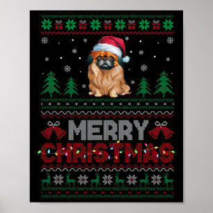 Pekingese Hondenliefhebbers Santa Hat Kerstboom Li Poster