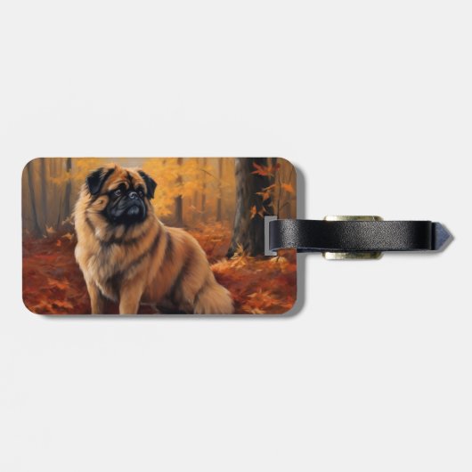 Pekingese in Herfstbladeren Herfst Inspire Bagagelabel (Achterkant horizontaal)