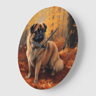 Pekingese in Herfstbladeren Herfst Inspire Grote Klok