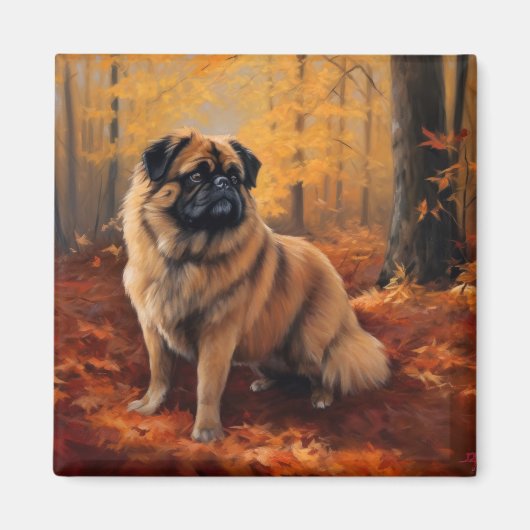 Pekingese in Herfstbladeren Herfst Inspire Magneet (Voorkant)