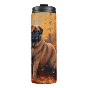 Pekingese in Herfstbladeren Herfst Inspire Thermosbeker