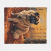Pekingese in herfstbladeren vallen inspireren fleece deken (Voorkant (Horizontaal))