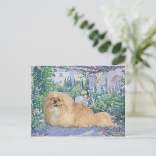 Pekingese in Lavender Briefkaart (Staand voorkant)