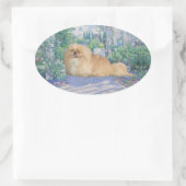 Pekingese in Lavender Ovale Sticker (Tas)