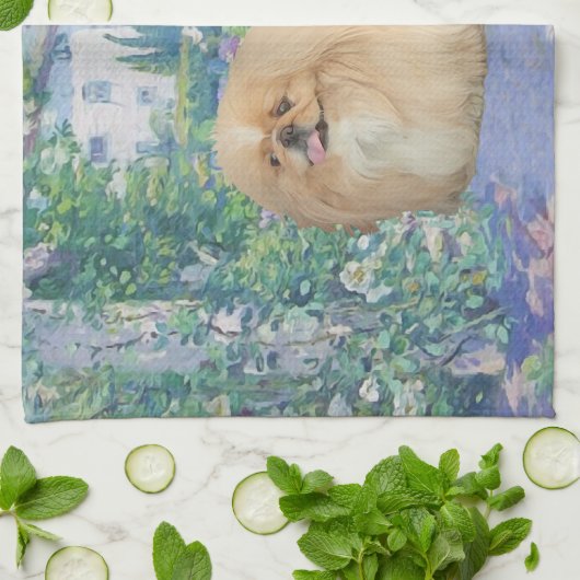 Pekingese in Lavender Theedoek (Gevouwen)