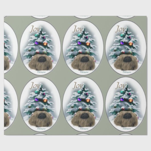 Pekingese kerst cadeaupapier (Vlak)