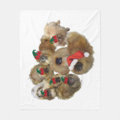 Pekingese Kerst Groep Fleece Deken (Voorkant)