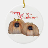 Pekingese kerst keramisch ornament (Voorkant)