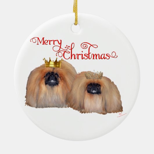 Pekingese kerst keramisch ornament (Achterkant)