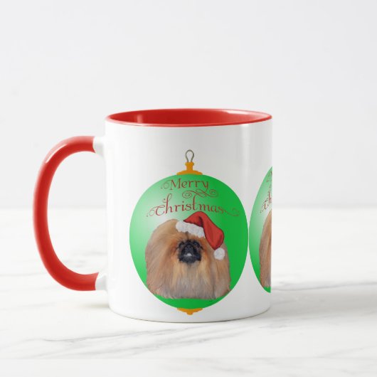 Pekingese Kerst Ornament Mok (Links)