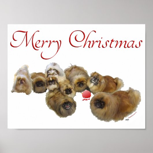 Pekingese Kerst Ornament Poster (Voorkant)