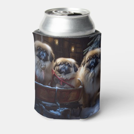 Pekingese Kerstfeest Seizoen Blikjeskoeler (Blikje Achterkant)
