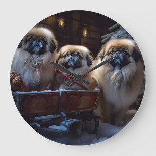 Pekingese Kerstfeest Seizoen Grote Klok