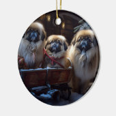 Pekingese Kerstfeest Seizoen Keramisch Ornament (Links)