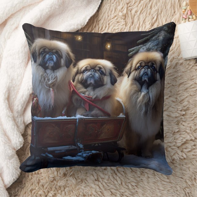 Pekingese Kerstfeest Seizoen Kussen (Deken)
