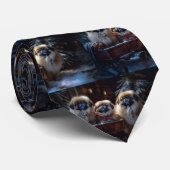 Pekingese Kerstfeest Seizoen Stropdas (Opgerold)