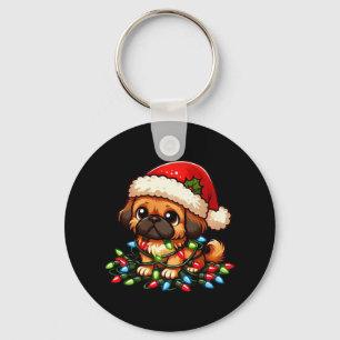 Pekingese kerstverlichting Hond Grappige Kerstmis Sleutelhanger