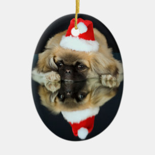 Pekingese-kerstversiering Keramisch Ornament
