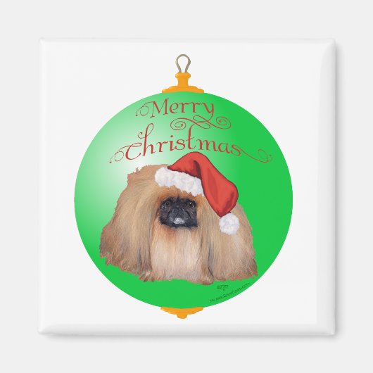 Pekingese kerstversiering magneet (Voorkant)