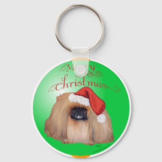 Pekingese kerstversiering sleutelhanger (Voorkant)