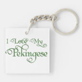 Pekingese kerstversiering sleutelhanger (Achterkant)