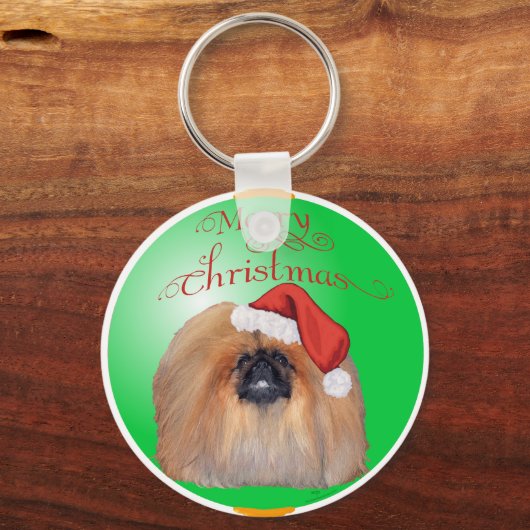Pekingese kerstversiering sleutelhanger (Voorkant)