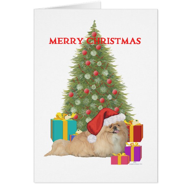 Pekingese Merry Kerstmis (Voorkant)