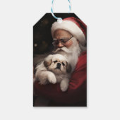 Pekingese met Sinterklaas Feestelijke Kerstmis Cadeaulabel (Achterkant)