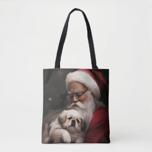 Pekingese met Sinterklaas Feestelijke Kerstmis Draagtas
