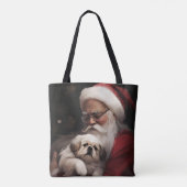 Pekingese met Sinterklaas Feestelijke Kerstmis Draagtas (Achterkant)