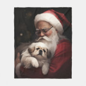 Pekingese met Sinterklaas Feestelijke Kerstmis Fleece Deken (Voorkant)