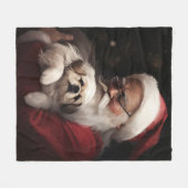 Pekingese met Sinterklaas Feestelijke Kerstmis Fleece Deken (Voorkant (Horizontaal))