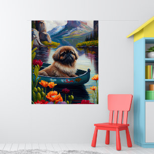 Pekingese op een peddel: een Schilderachtig avontu Poster