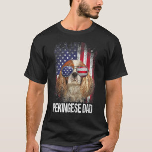 Pekingese pa met Proud American vlag Dog T-shirt