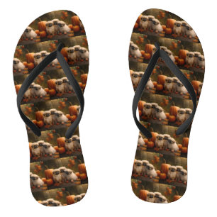 Pekingese Pup Autumn Delight Pompoen Teenslippers