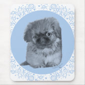 Pekingese Puppy Blue Muismat (Voorkant)