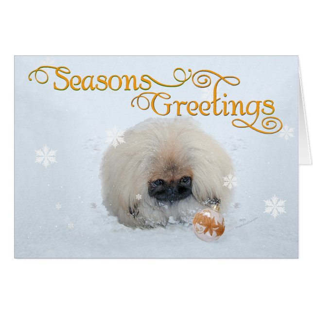 Pekingese Puppy First Kerstmis (Voorkant Horizontaal)