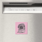Pekingese Puppy in Roze Magneet (Insitu (Vaatwasser))