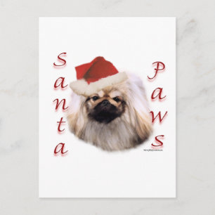Pekingese Santa Paws Feestdagenkaart