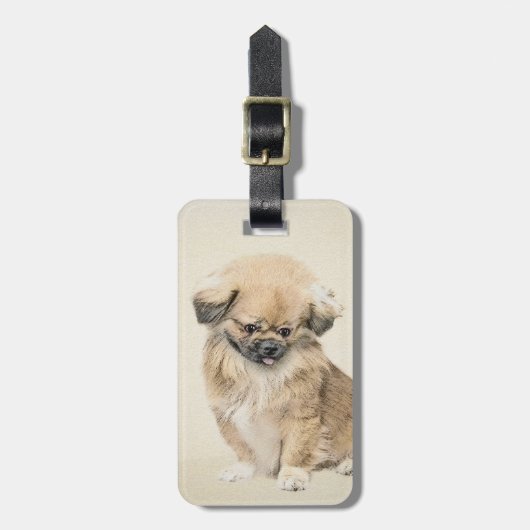 Pekingese schildering - Kute Original Dog Art Bagagelabel (Voorkant verticaal)