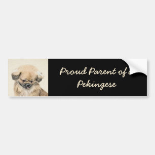 Pekingese schildering - Kute Original Dog Art Bumpersticker
