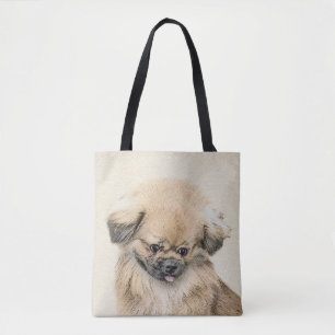 Pekingese schildering - Kute Original Dog Art Draagtas