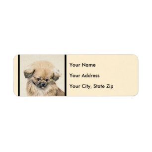 Pekingese schildering - Kute Original Dog Art Etiket