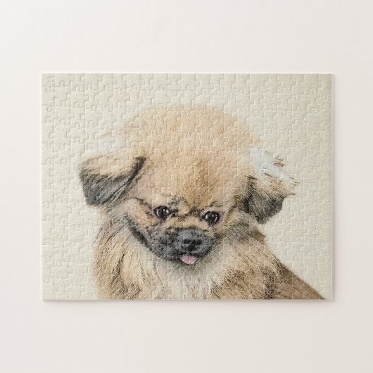 Pekingese schildering - Kute Original Dog Art Legpuzzel (Horizontaal)