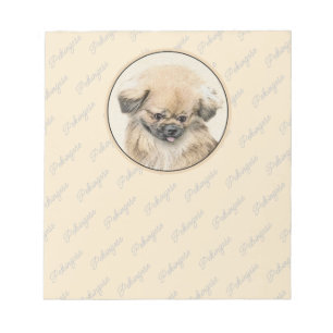 Pekingese schildering - Kute Original Dog Art Notitieblok